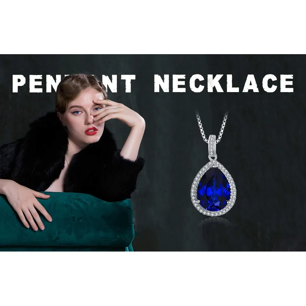JewelryPalace Collana Argento 925 Zaffiro Blu Pera 45cm