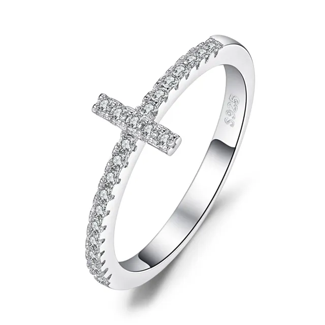 JewelryPalace Eterno Amore Croce Anello Argento 925 sobrio