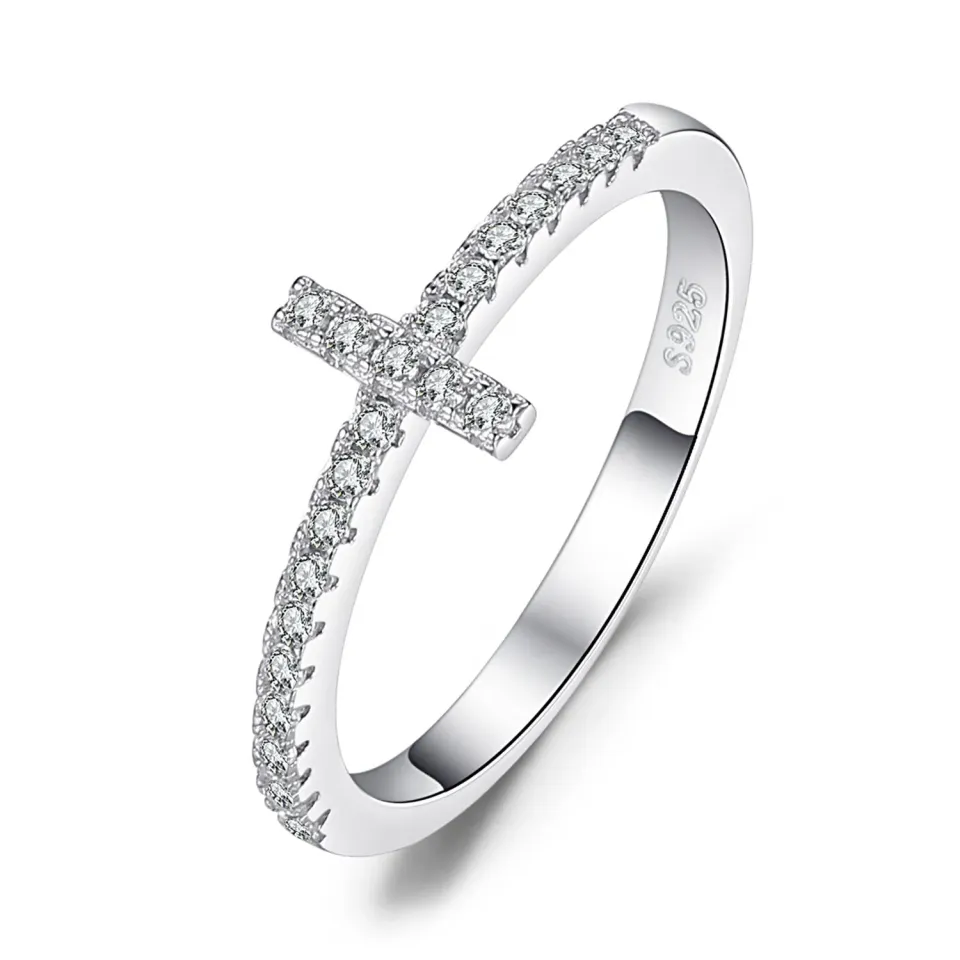 JewelryPalace Eterno Amore Croce Anello Argento 925 sobrio