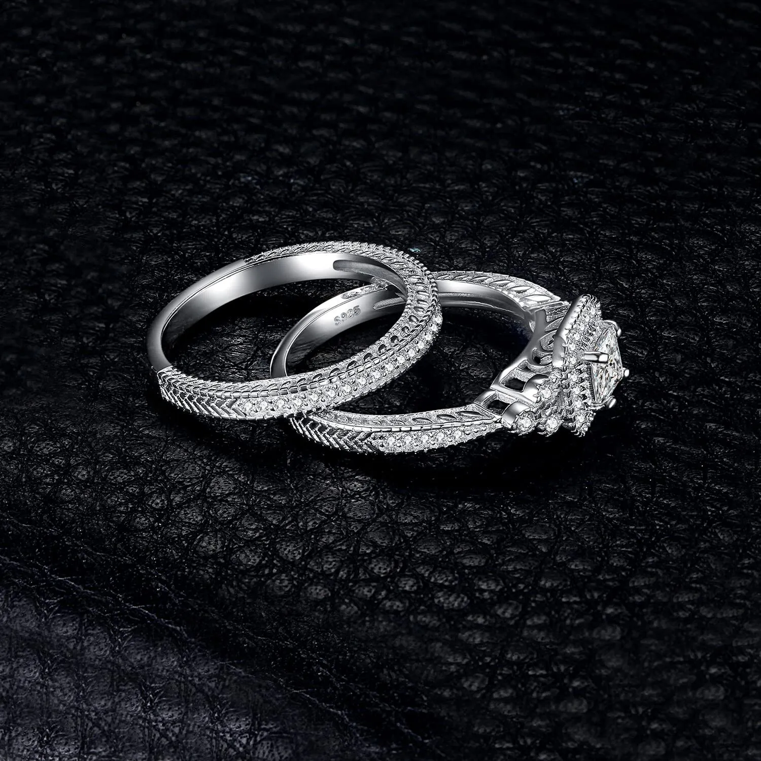 JewelryPalace Halo 1ct taglio principessa anello argento