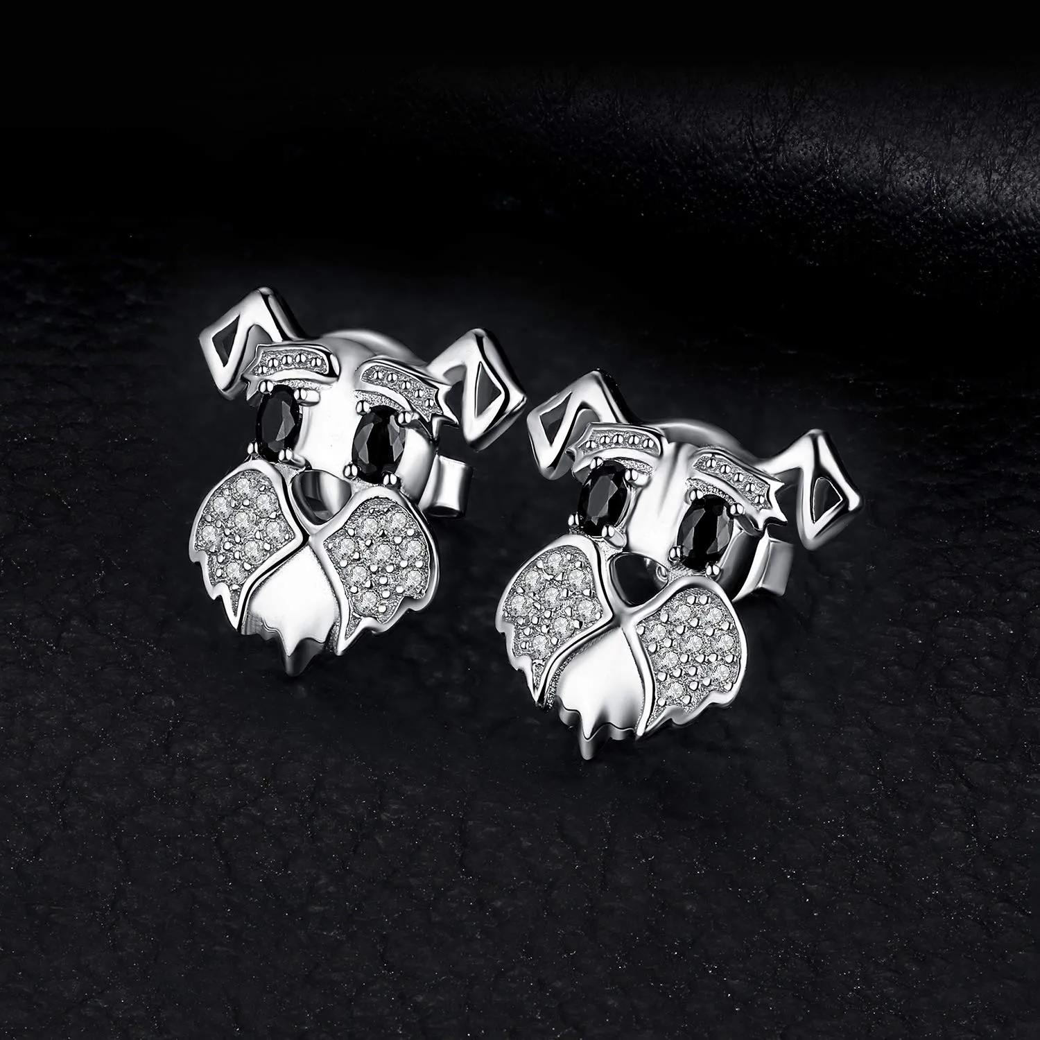 JewelryPalace Schnauzer Orecchini Argento Spinello Nero Cane