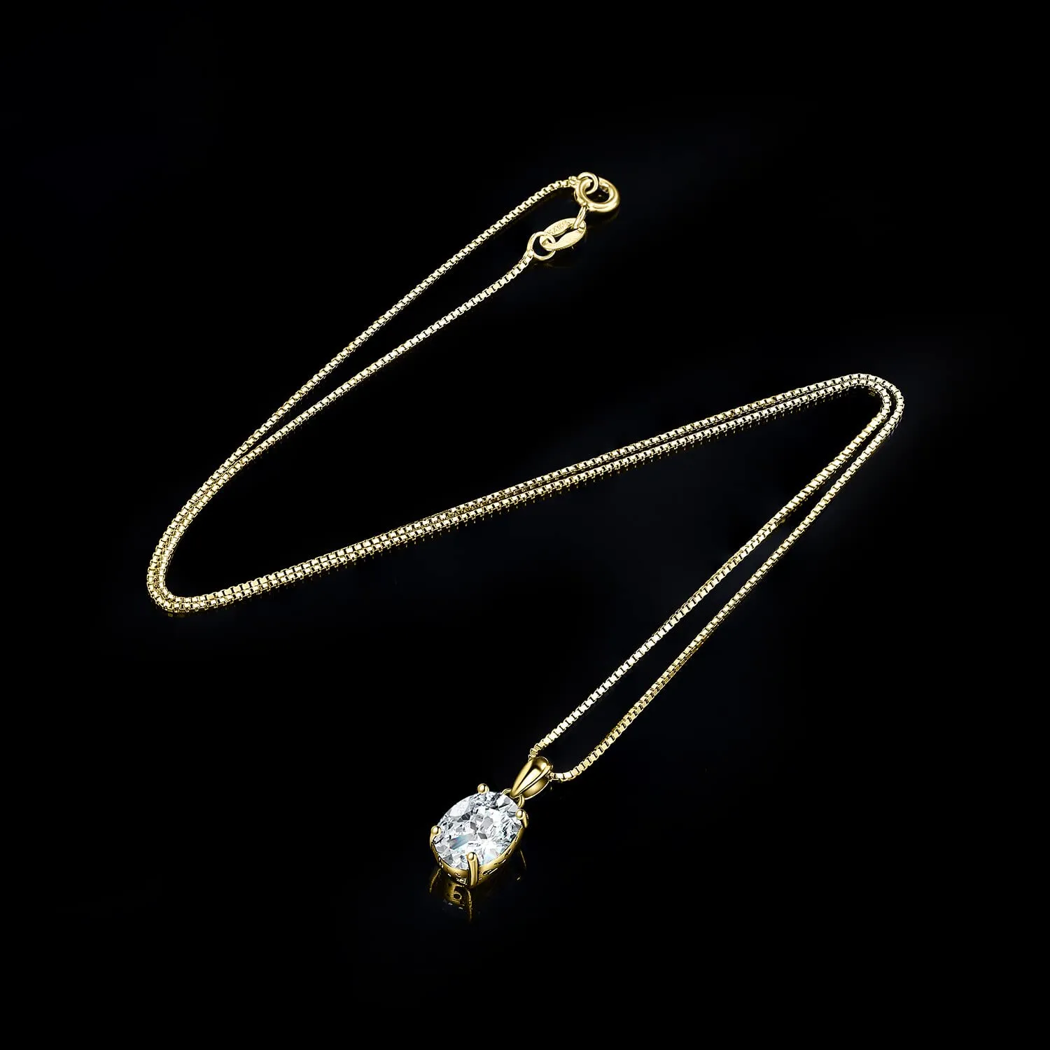 JewelryPalace 2ct Moissanite Collana Oro 45cm Pietra Ovale