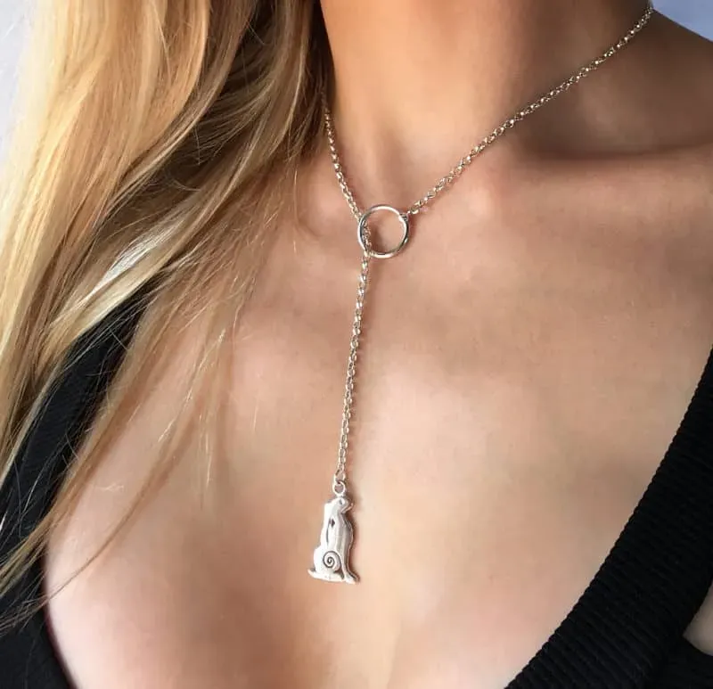 Victoria Jane Moon Gazing Hare Collana Lariat Argento 925