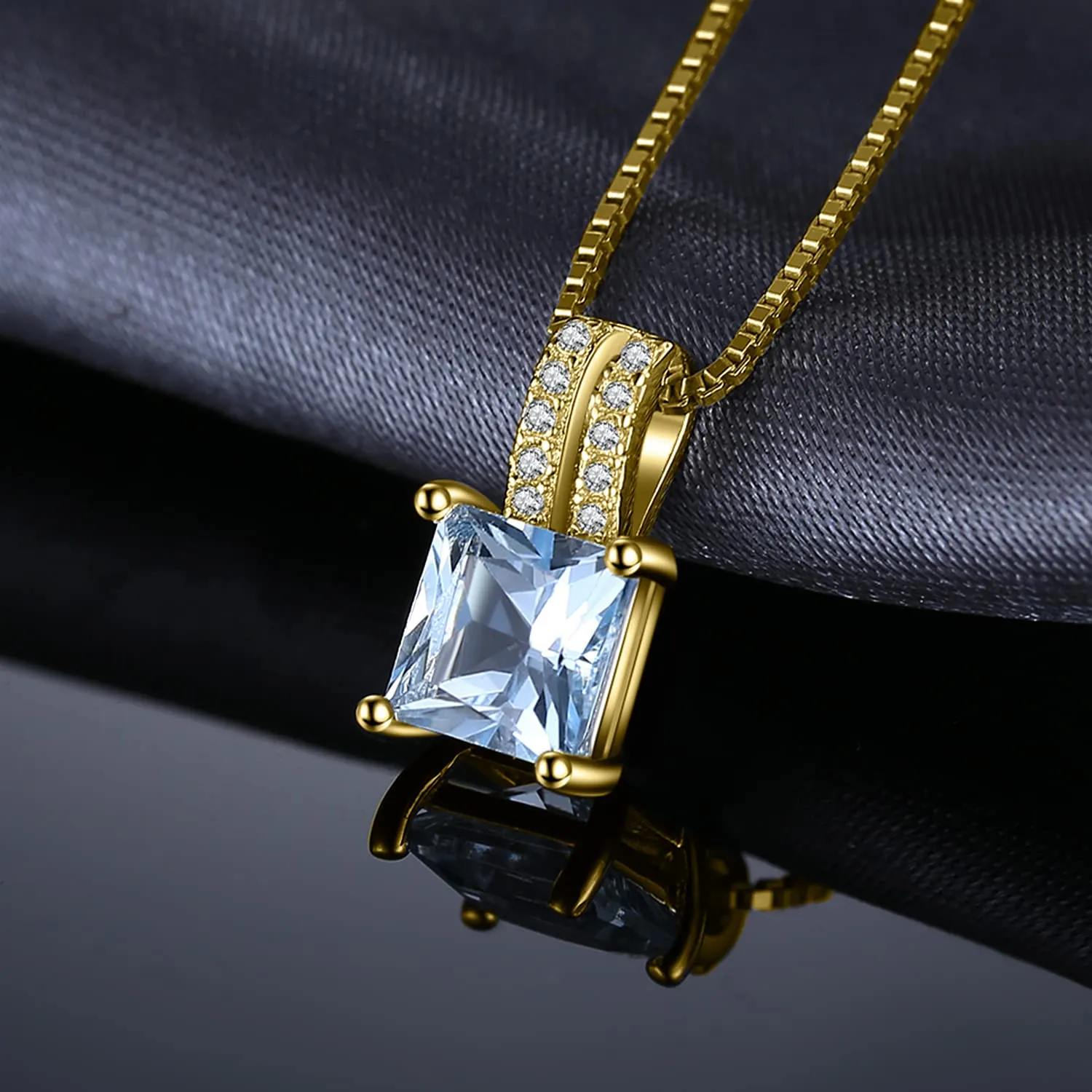JewelryPalace Quadrata 1.2ct collana oro topazio blu