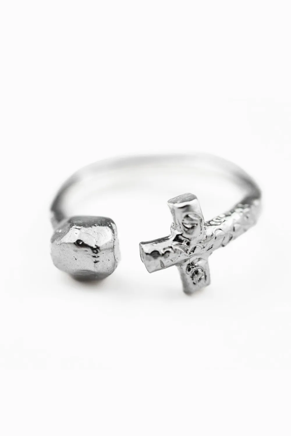 Flor Rubaja Cross Anello Croce Regolabile Argento