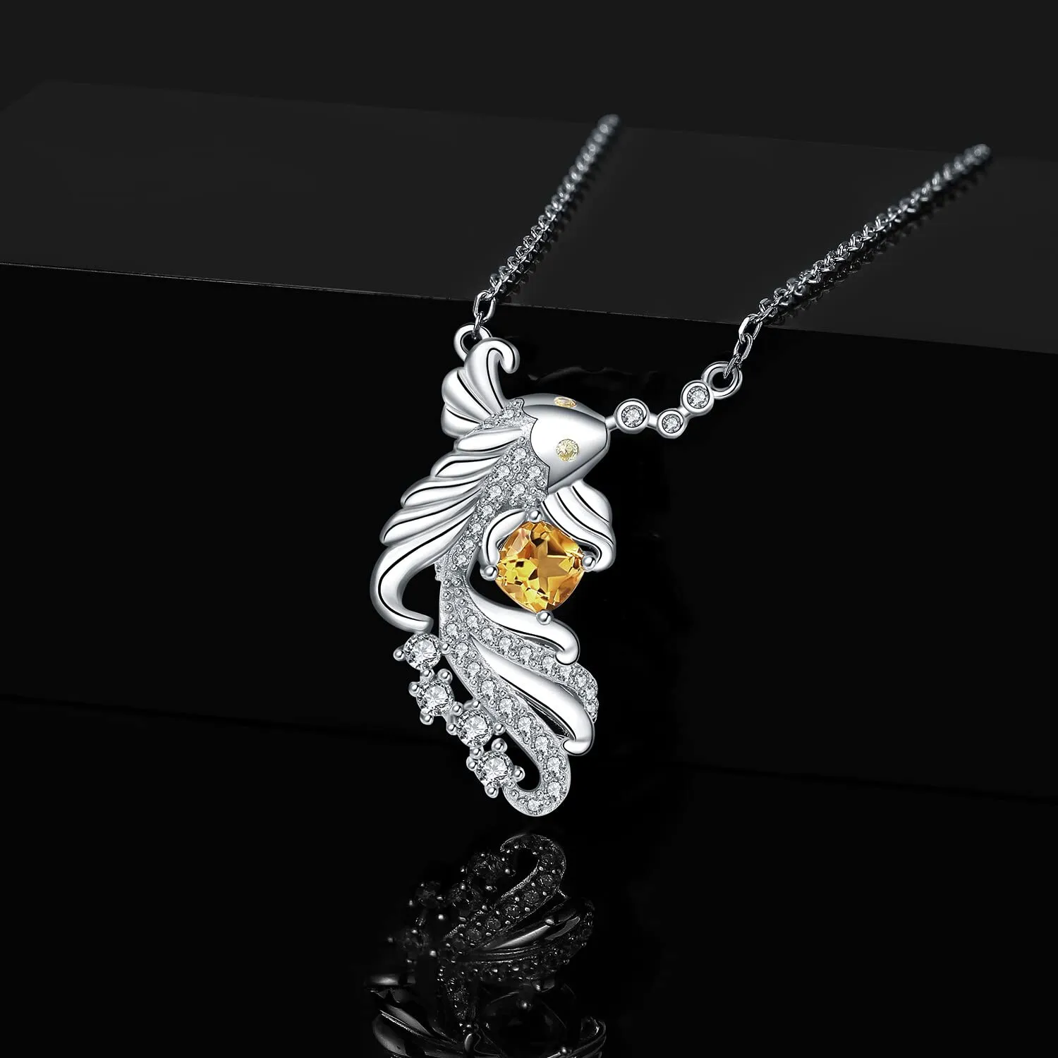 JewelryPalace Carpa Koi 1.3ct Collana Argento 925 Citrino