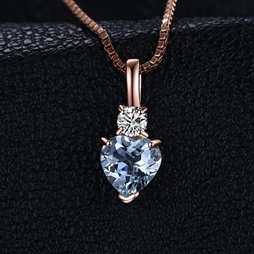 JewelryPalace 0.8ct collana cuore acquamarina oro rosa 14k 45cm
