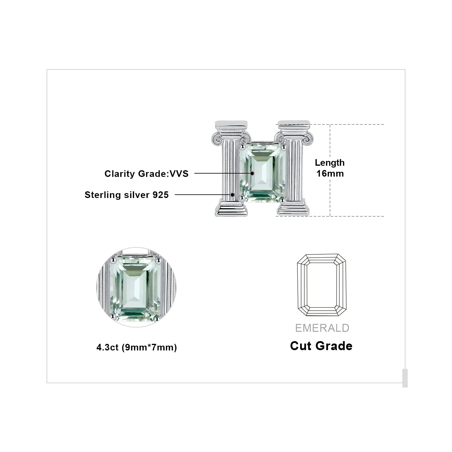JewelryPalace Romana orecchini ametista verde argento