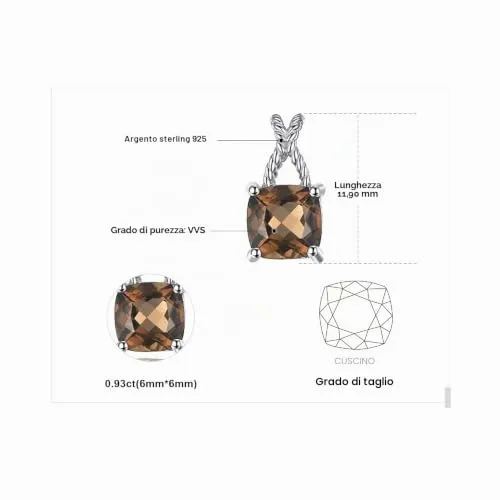 JewelryPalace Collana Intrecciata Quarzo Fumoso Argento 45cm