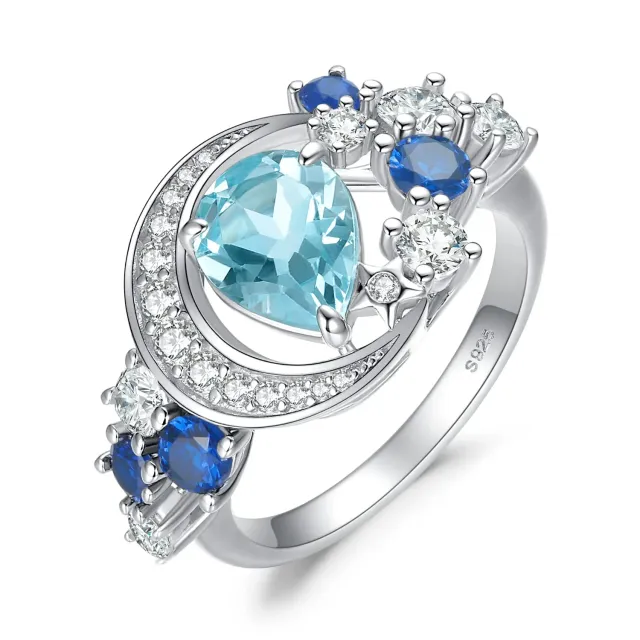 JewelryPalace Luna e Stella 2.2ct anello argento 14.5 topazio blu