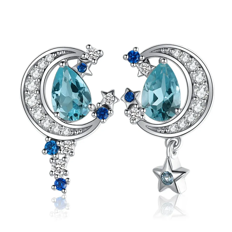 JewelryPalace Luna e Stella 2.2ct orecchini lobo topazio azzurro