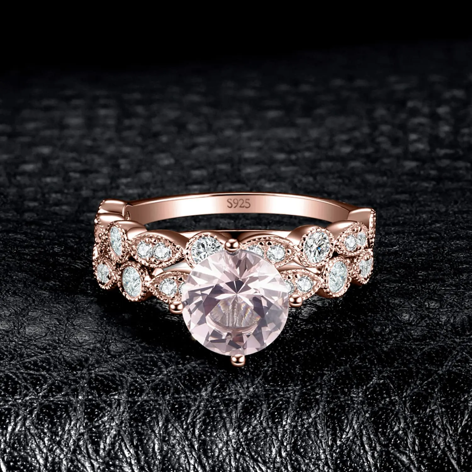 JewelryPalace Vintage Halo anello morganite rosa argento 925