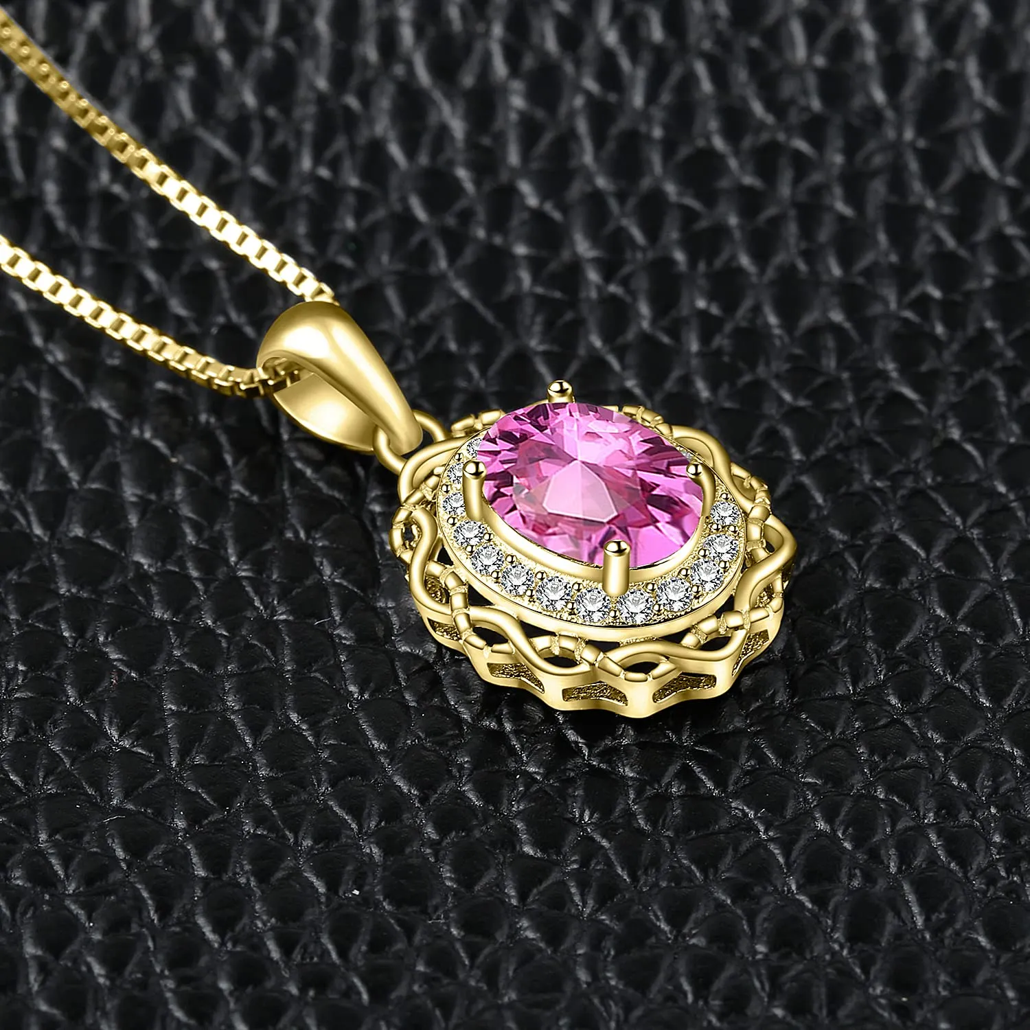 JewelryPalace Infinito Halo Ovale 1.4ct collana oro giallo 45cm