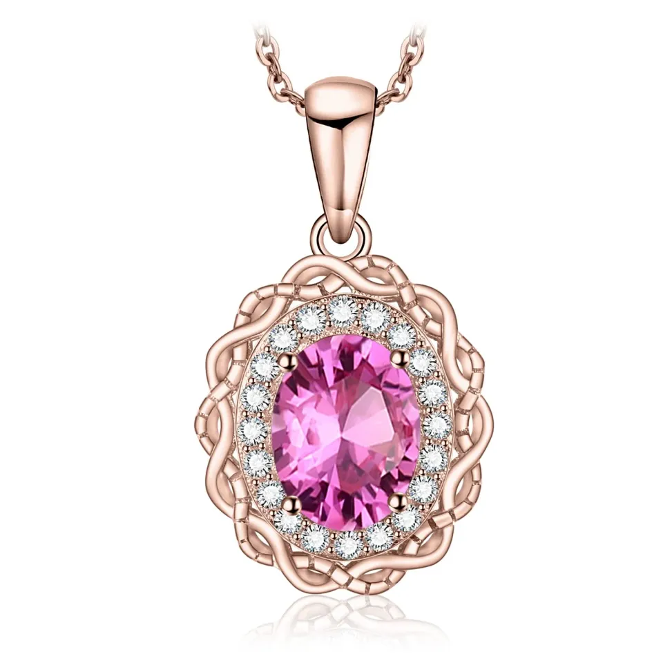 JewelryPalace Vintage Halo Infinito collana argento topazio rosa