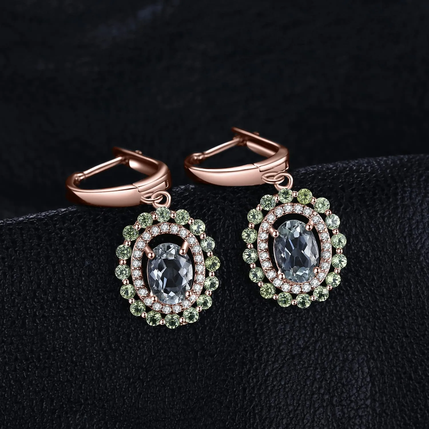 JewelryPalace Peridoto Halo orecchini oro rosa 1.4ct