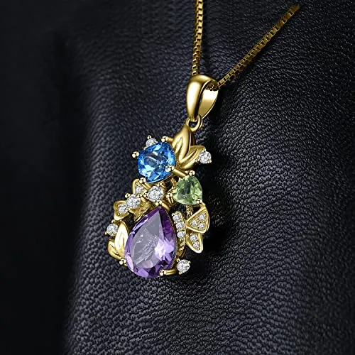 JewelryPalace Fiore Collana Argento 925 Oro Pietre Naturali 45cm