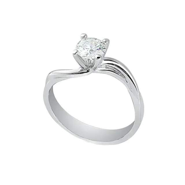Gioielli Celiento Solitario anello oro bianco 18kt 4 griffe