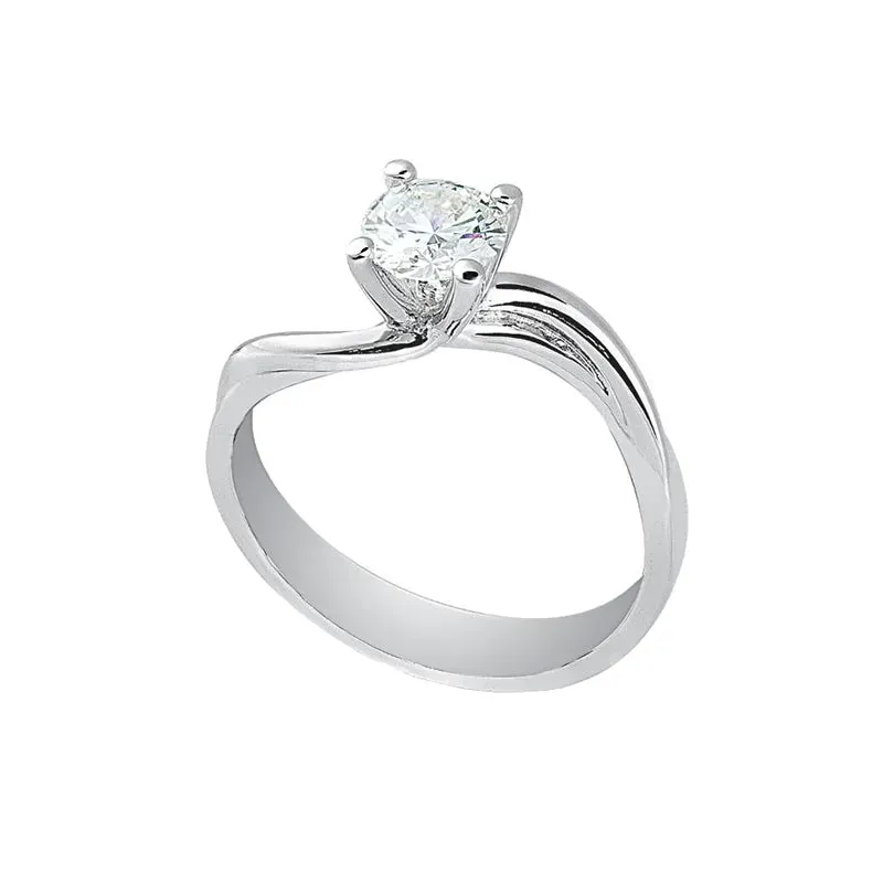 Gioielli Celiento Solitario anello oro bianco 18kt 4 griffe