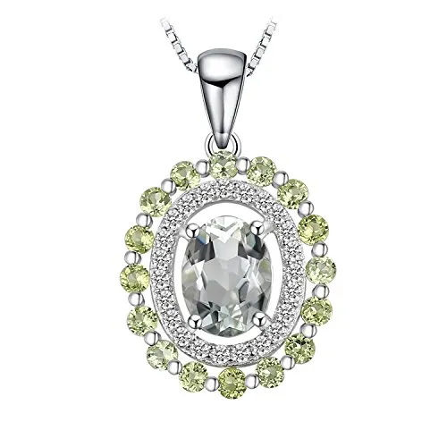 JewelryPalace Ovale Collana Argento 925 Ametista Verde 45cm Tre Ori