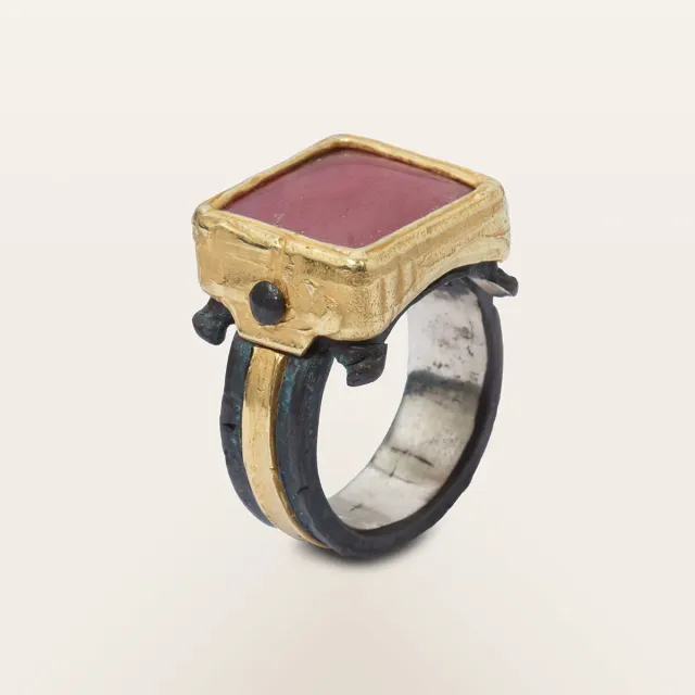 Alfredo Correnti Gea anello rodocrosite pietra rosa