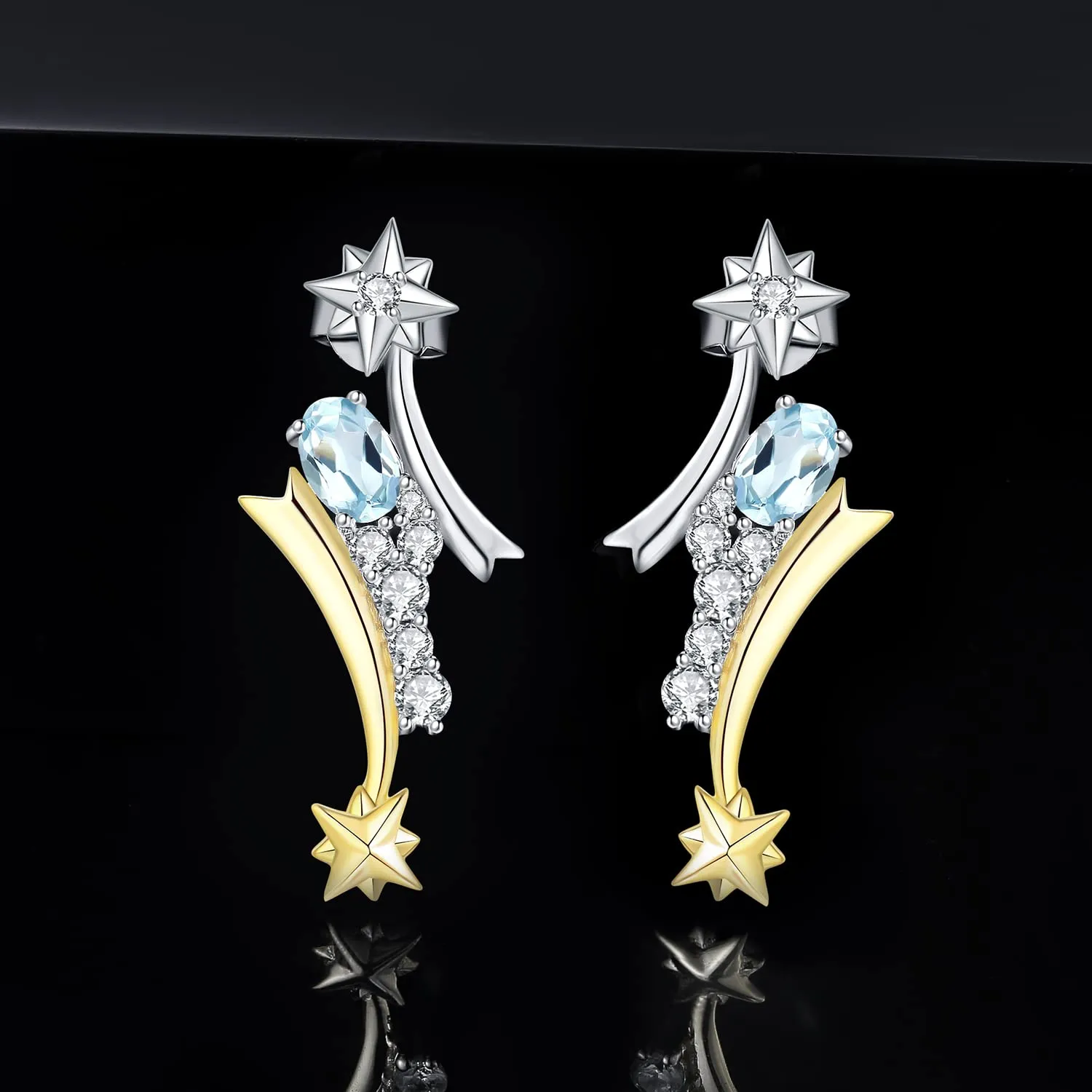 JewelryPalace Stelle 1.3ct Orecchini Topazio Azzurro Ovali