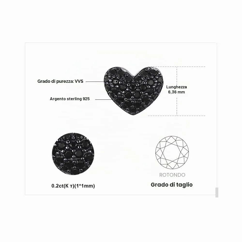 JewelryPalace Cuore Pavé orecchini spinello nero 0.29ct
