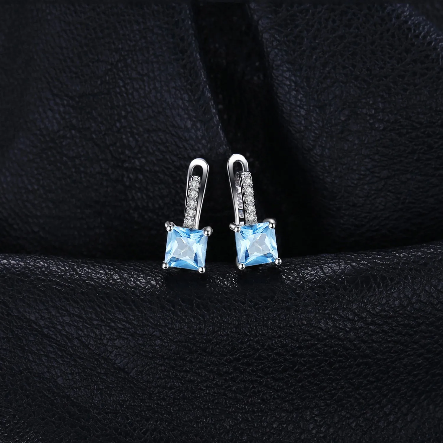 JewelryPalace orecchini cerchio argento 925 topazio azzurro