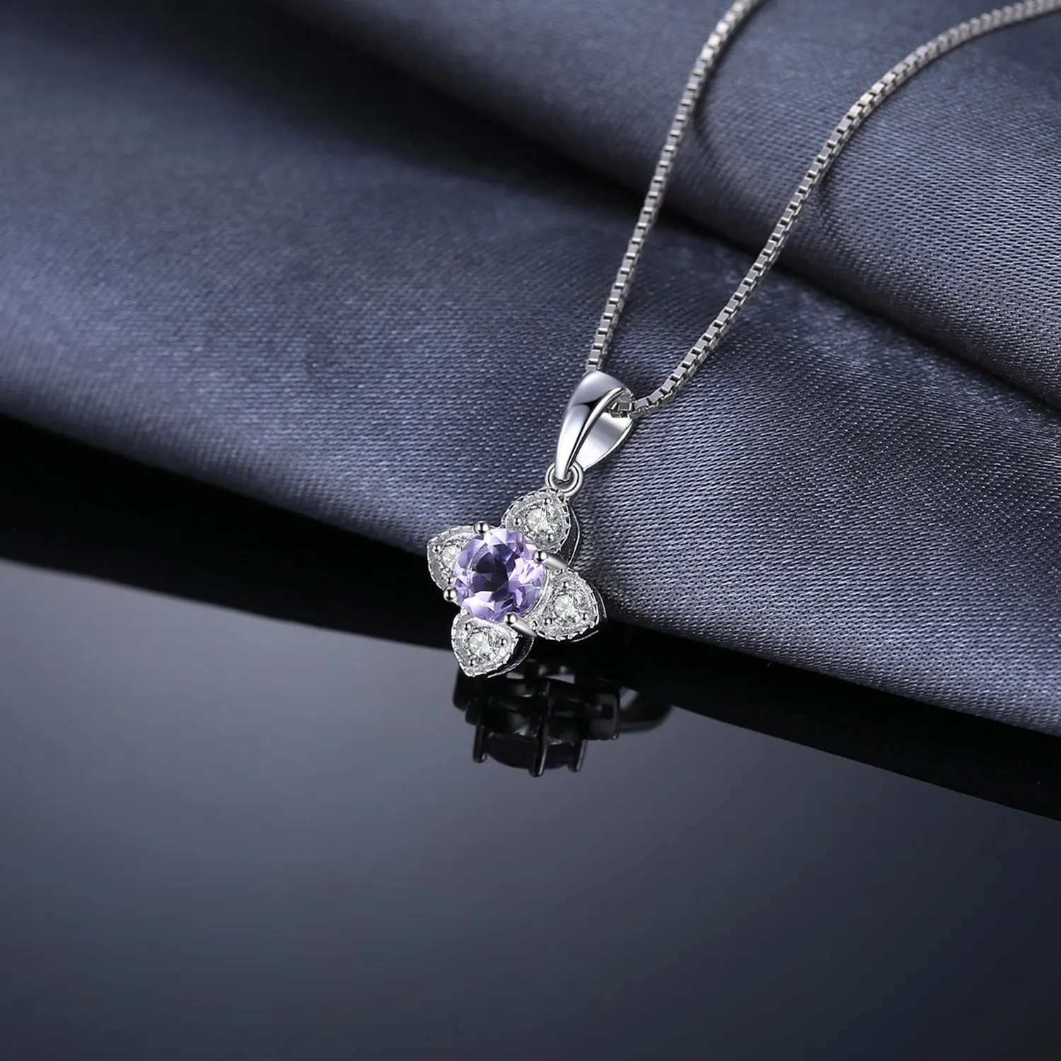 JewelryPalace Collana Fiore Ametista Viola Argento 45cm