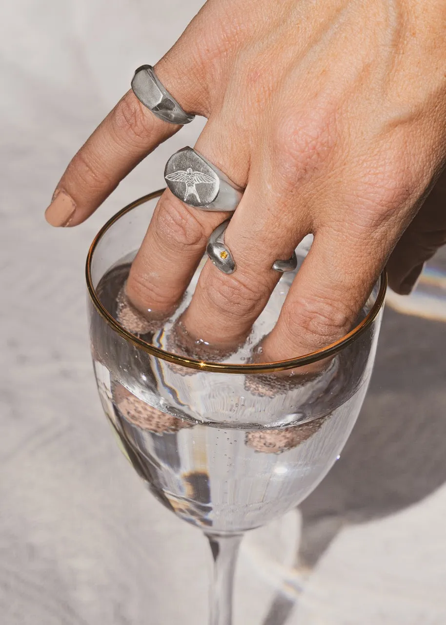 Flor Rubaja Terra Fauna anello serpente argento quarzo
