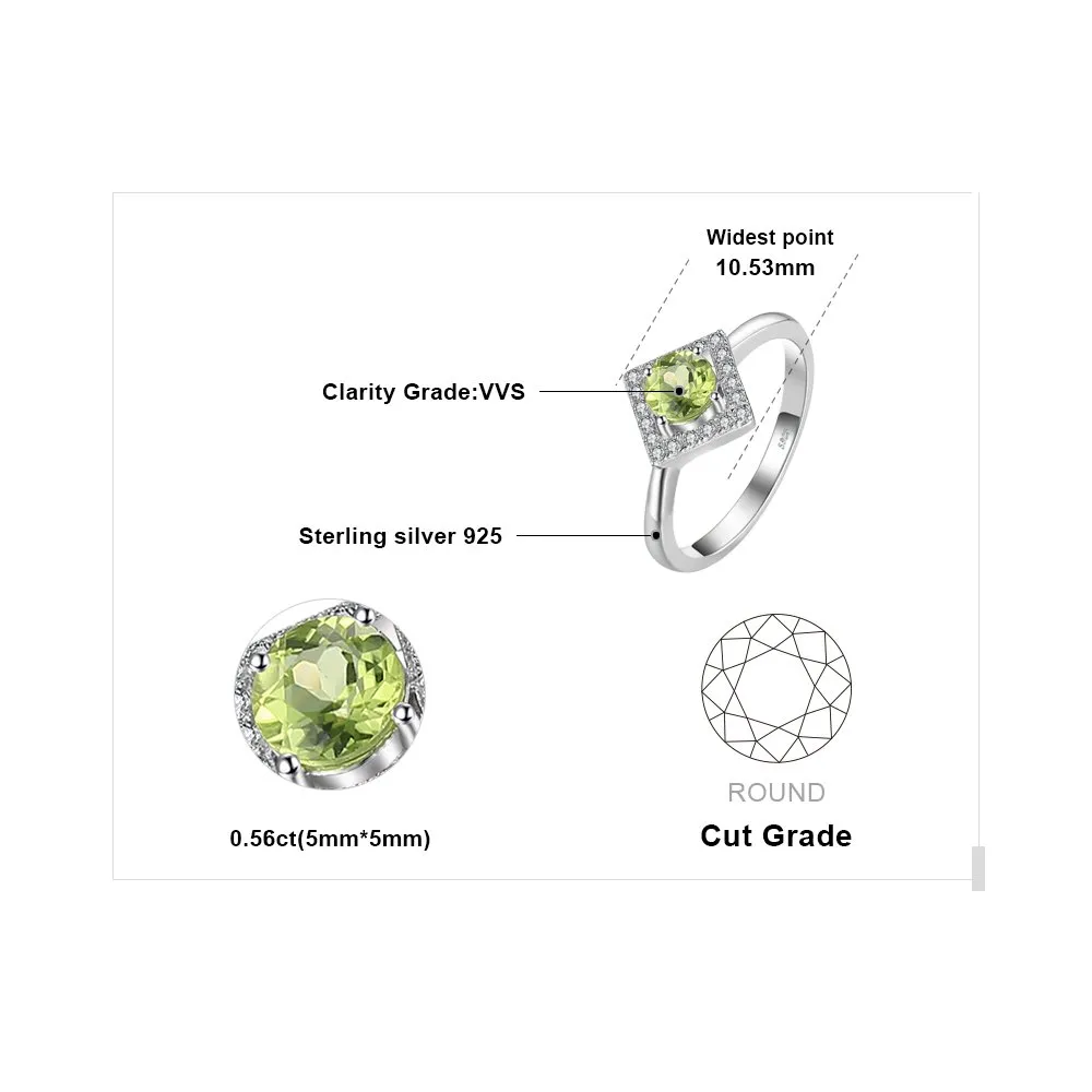 JewelryPalace Anello Peridoto Halo 0.6ct Argento 925 Misura 11.5