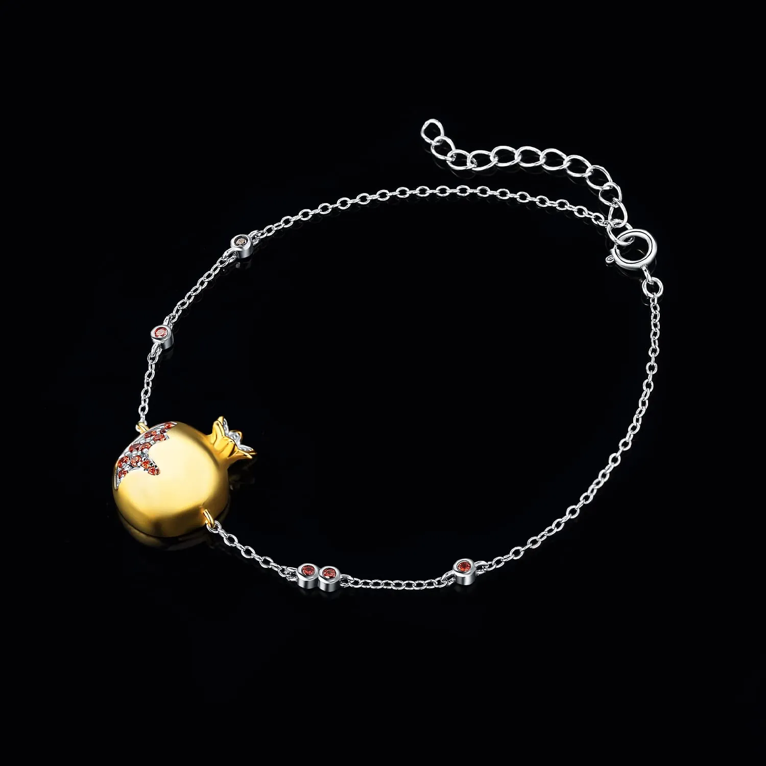 JewelryPalace Melograno bracciale argento granato rosso regolabile