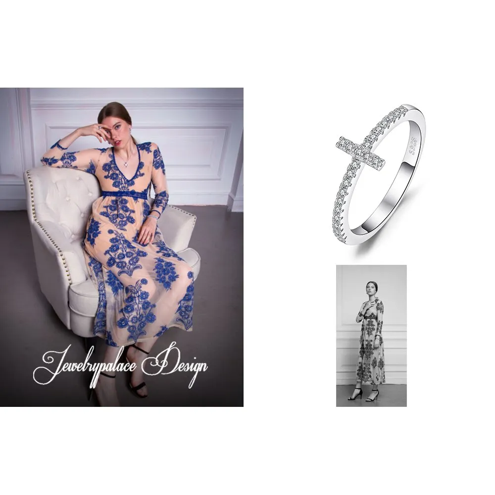 JewelryPalace Eterno Amore Croce Anello Argento 925 sobrio