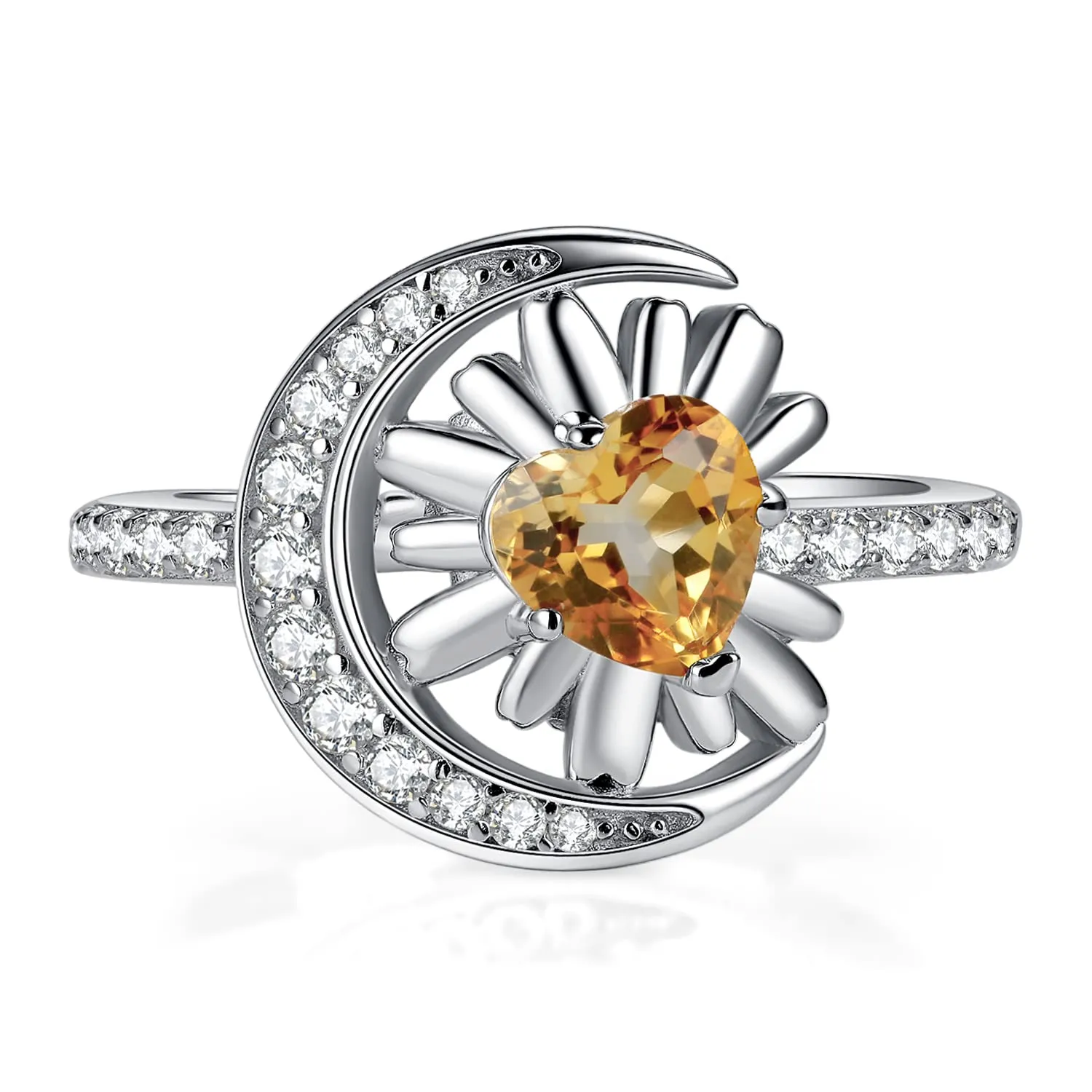 JewelryPalace Girasole anello argento 925 citrino arancione