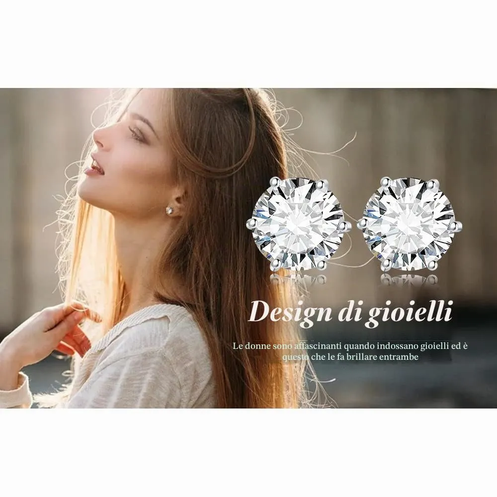 JewelryPalace Moissanite Orecchini Argento Lobo 6.0ct Punto Luce