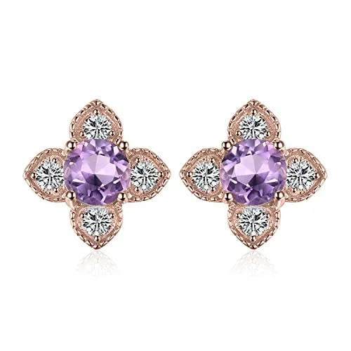 JewelryPalace Fiore Orecchini Ametista Viola Tre Ori Argento