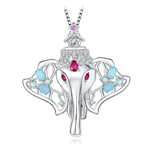 JewelryPalace Elefante 0.6ct Collana Argento Rubino Rosso 45cm