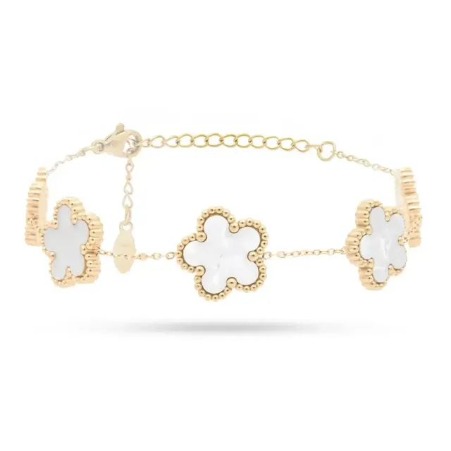 Gioielli Celiento Freddy bracciale gold fiori bianchi bijoux