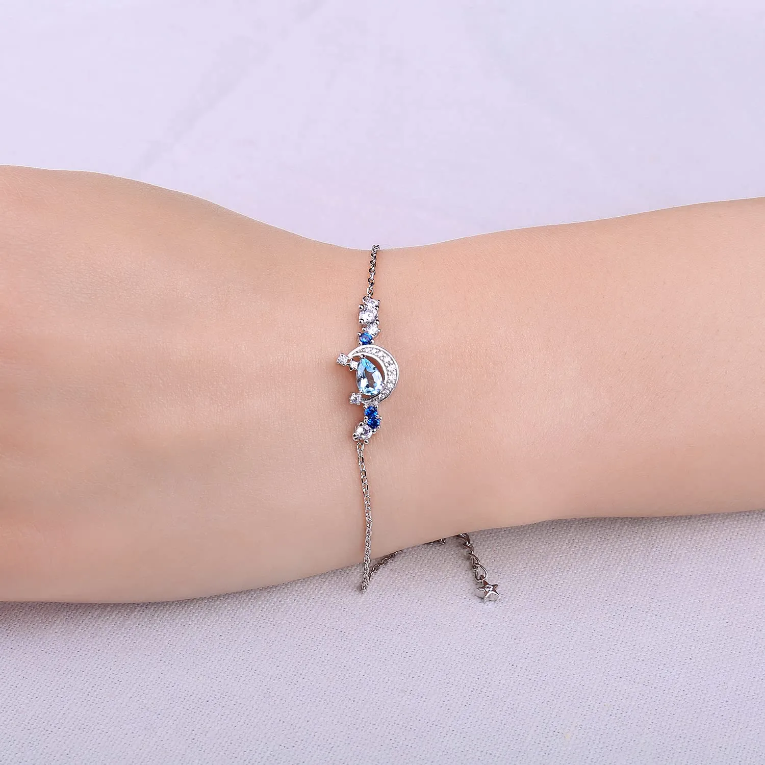 JewelryPalace Luna Stella Bracciale Argento 925 Topazio Blu