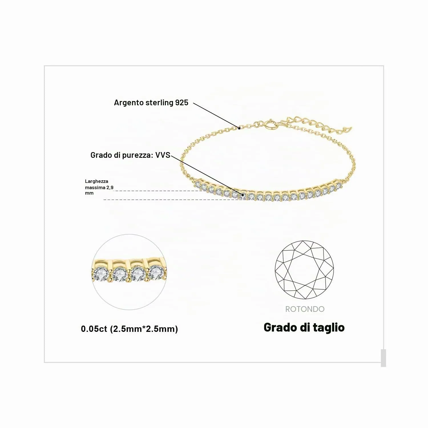 JewelryPalace Amor Eterno bracciale moissanite oro