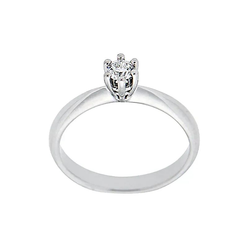 Gioielli Celiento Anello Solitario Oro Bianco 18kt 6 Griffe