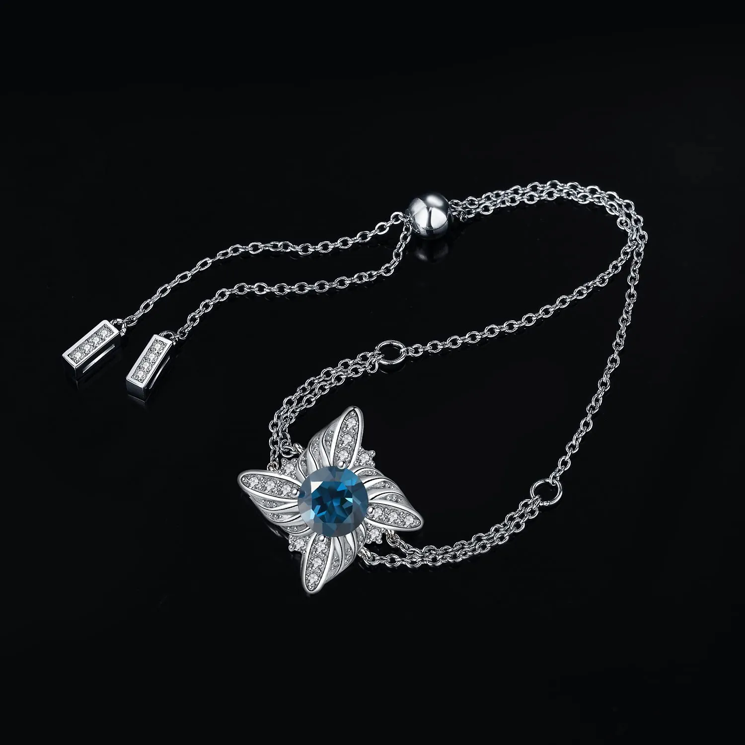 JewelryPalace Mulino a Vento Bracciale Argento Topazio Blu 2.3ct