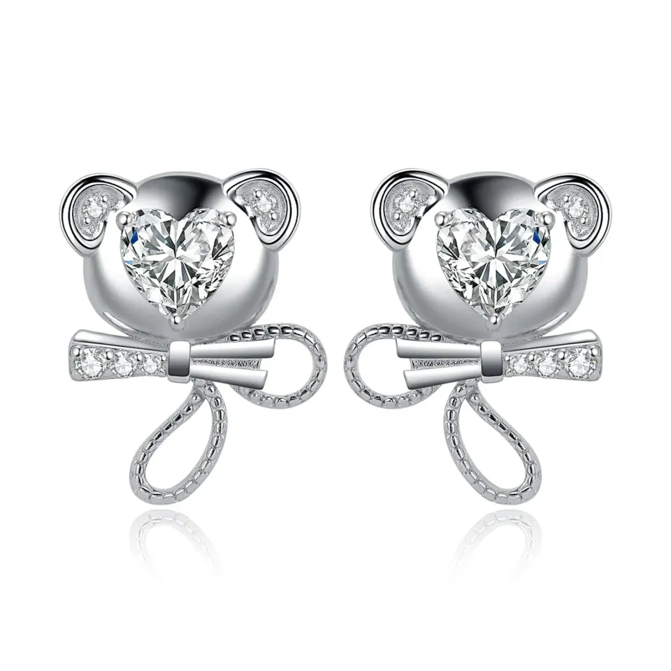JewelryPalace Orsetto Cuore orecchini argento 925 zirconia 3.1ct
