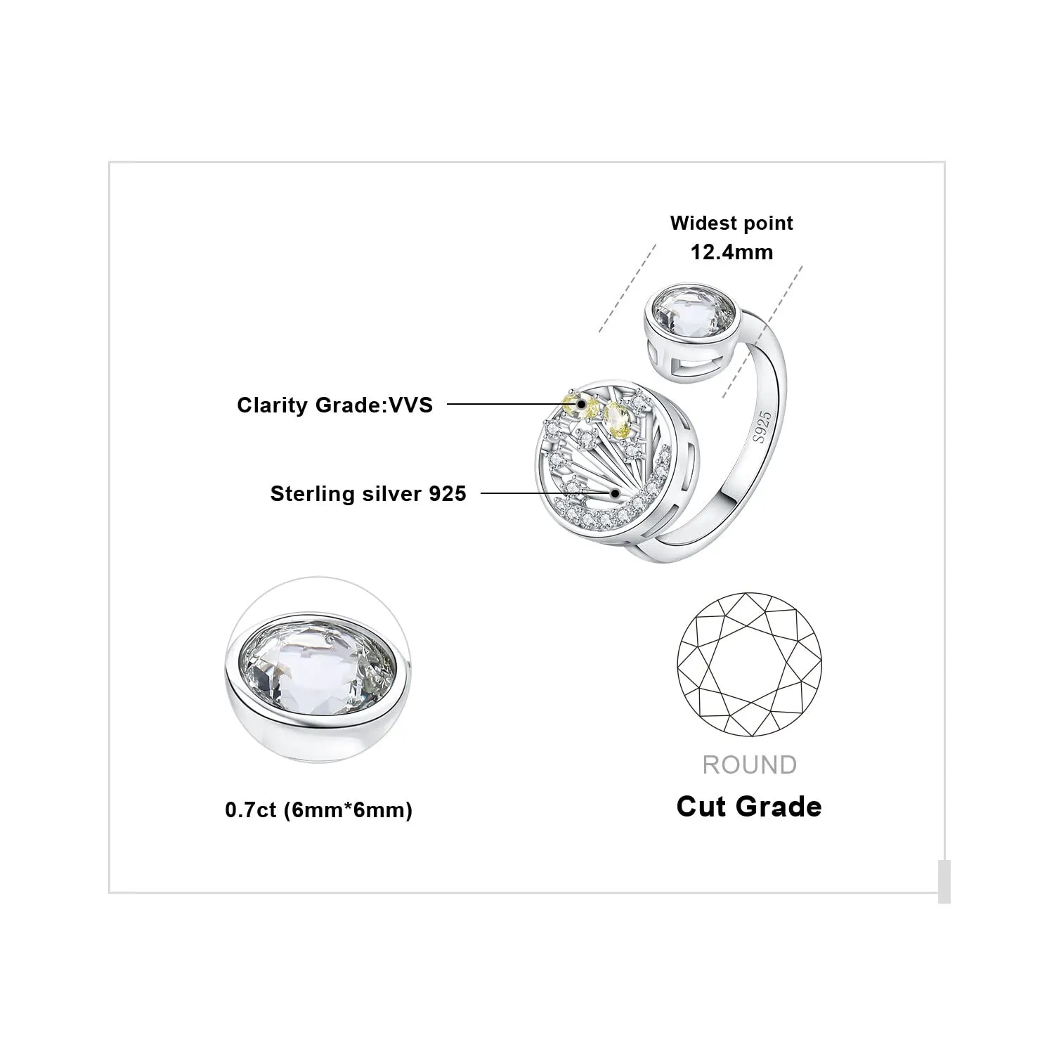 JewelryPalace Luna e Sole 3.6ct anello argento ametista verde