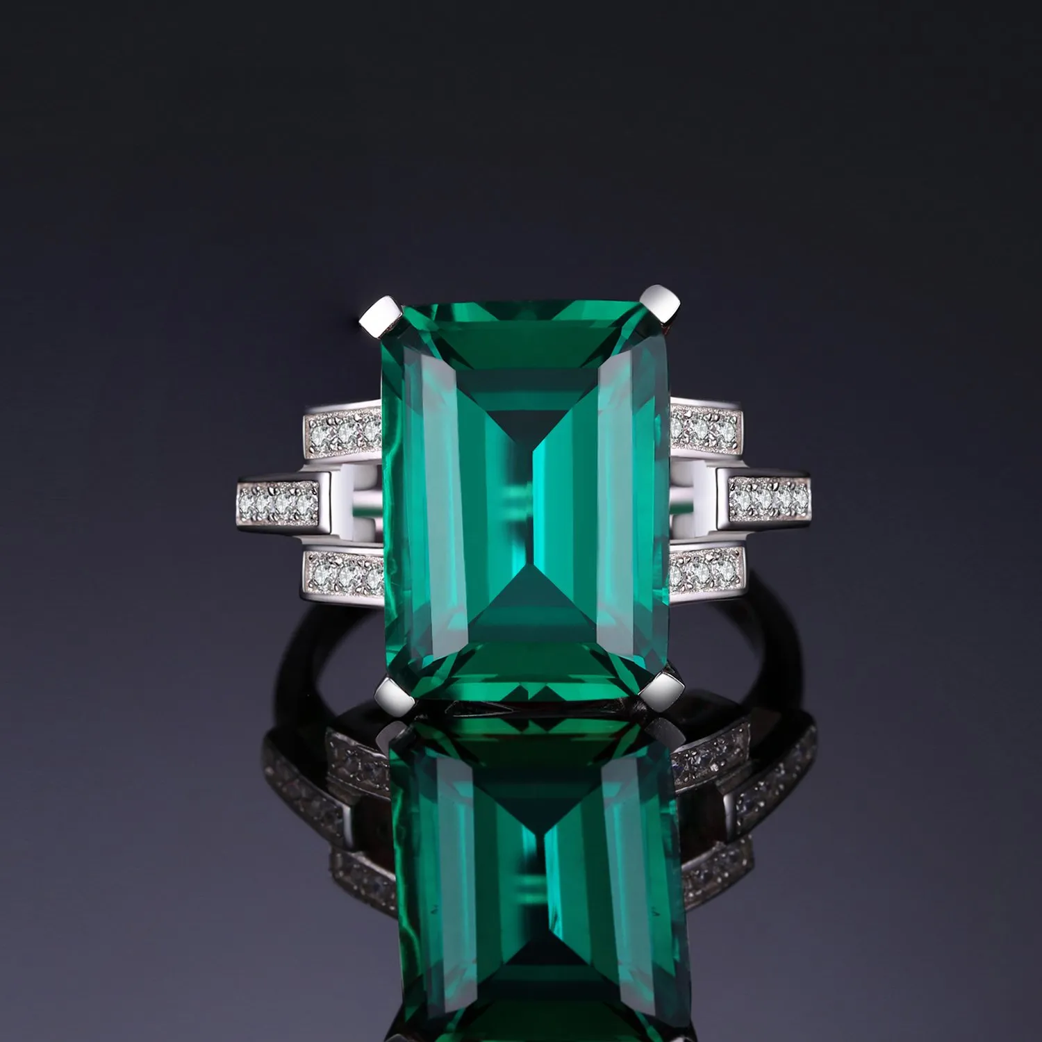 JewelryPalace 5.9ct Rettangolo anello cocktail argento verde