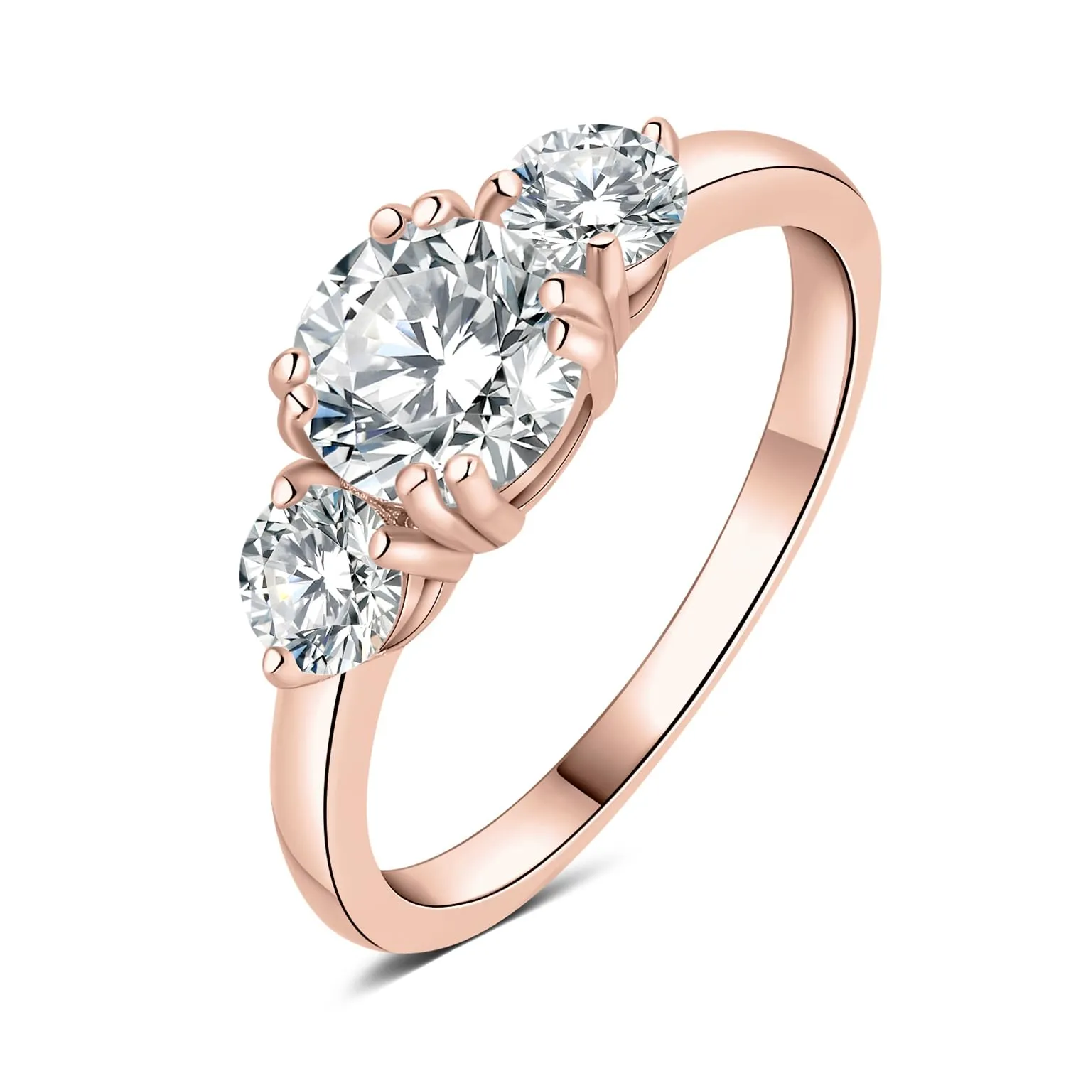 JewelryPalace Classico 1ct Tre Pietre Anello Argento Zirconia Rotonda