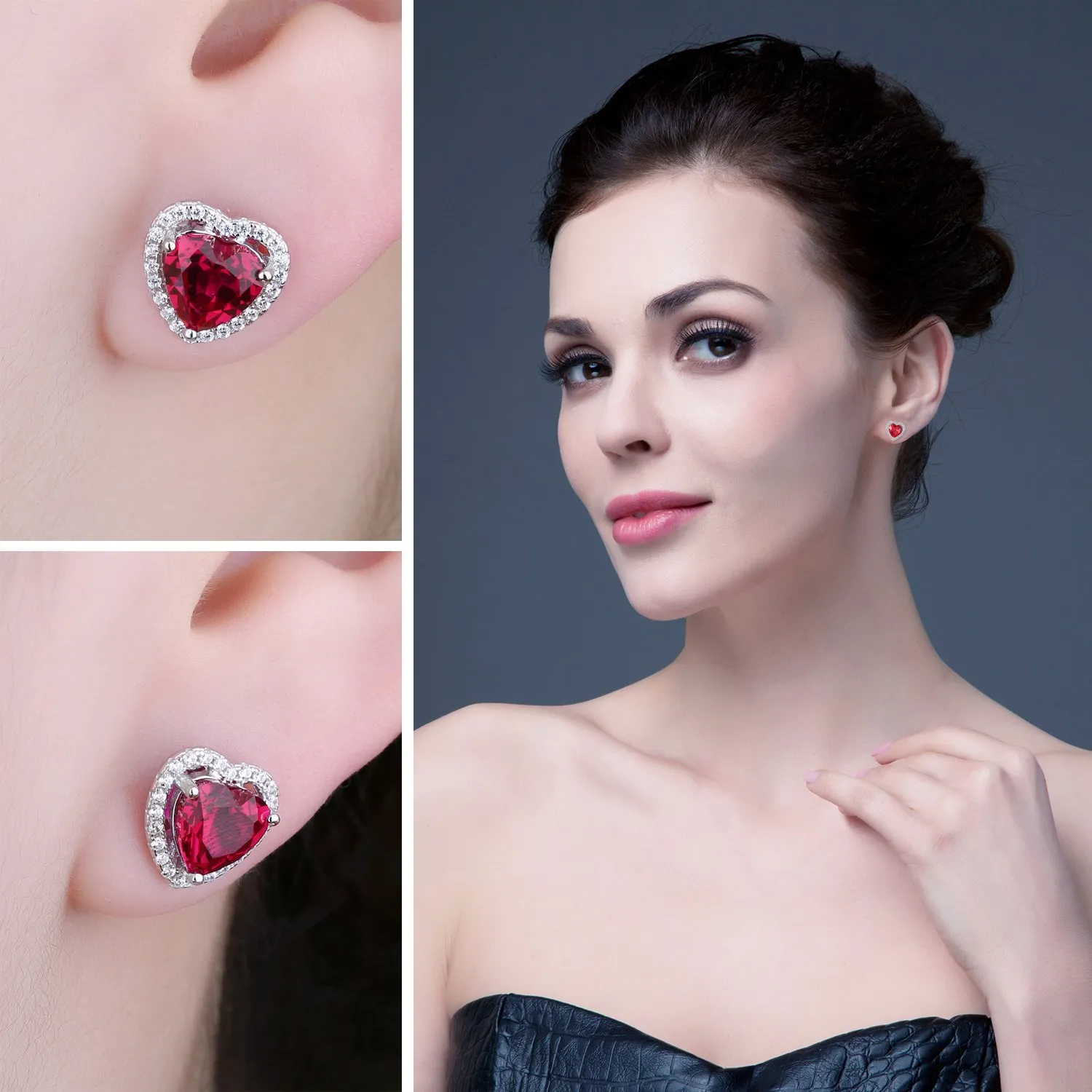 JewelryPalace Cuore 3.8ct Rubino orecchini argento lobo