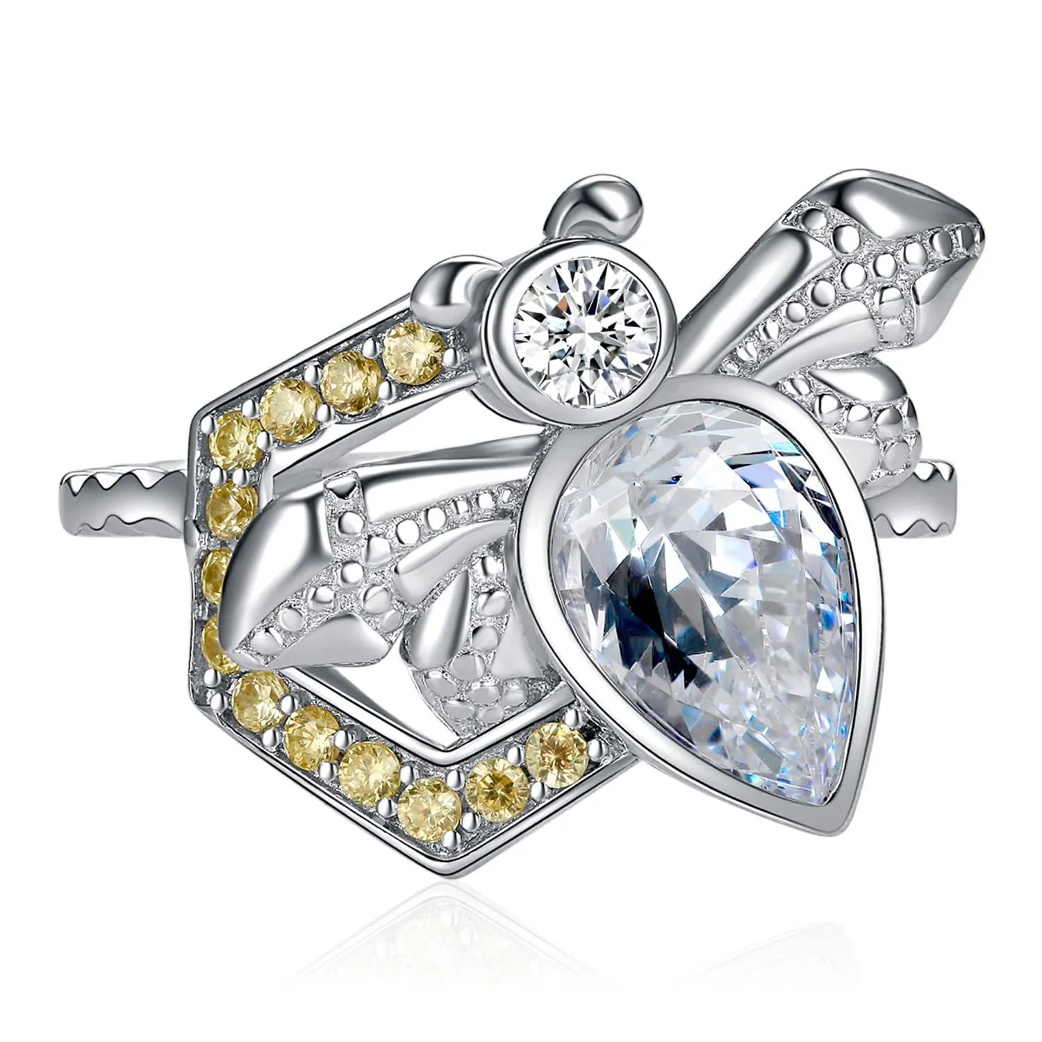 JewelryPalace Ape anello argento 925 zirconia gialla 2.3ct
