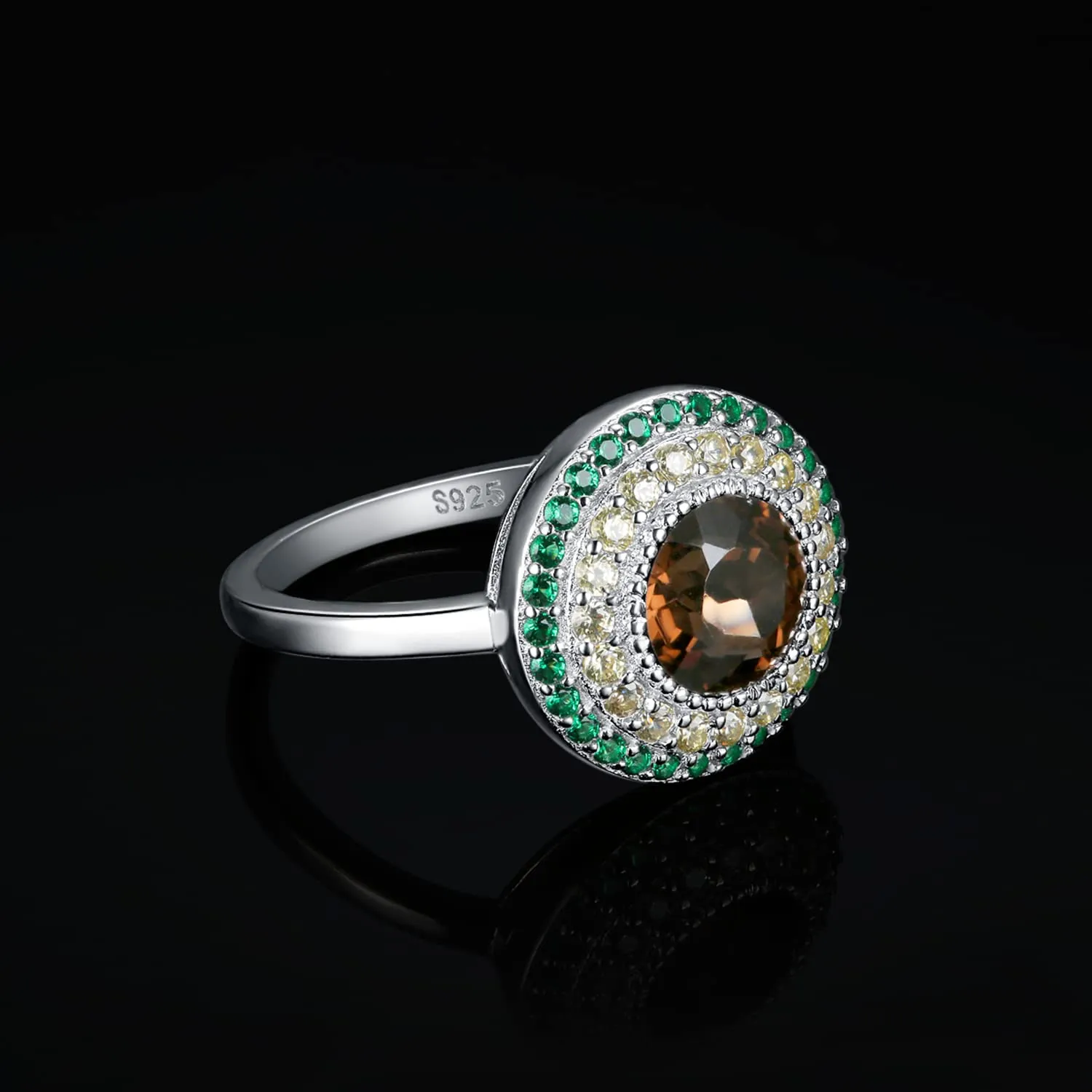 JewelryPalace Halo Avocado Anello Argento 925 Quarzo 2ct