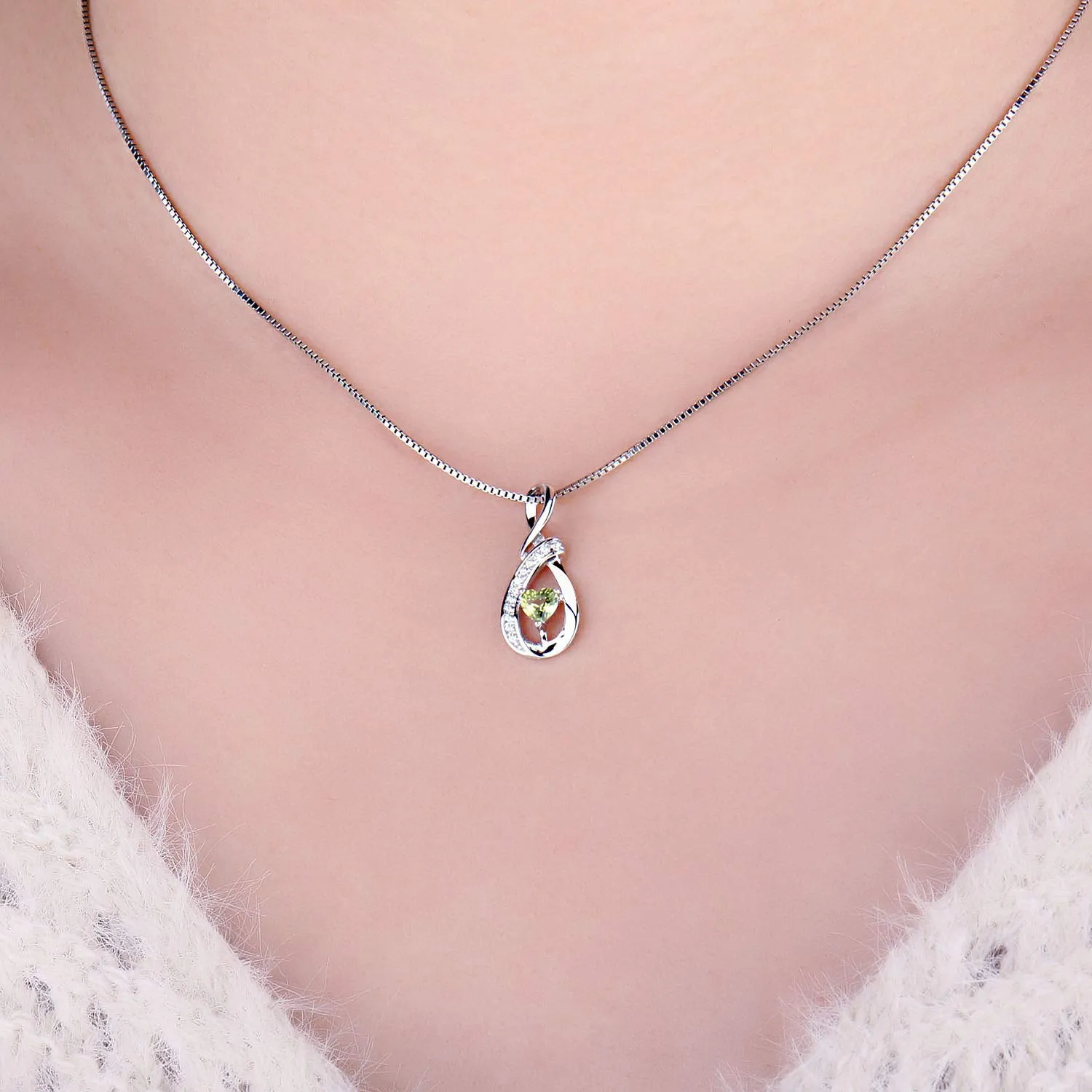 JewelryPalace Infinito Collana Argento 925 Peridoto Cuore 45cm