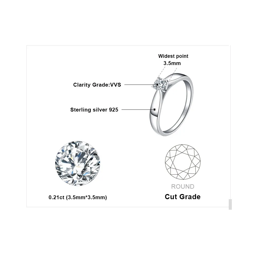 JewelryPalace Anello Solitario Fidanzamento Argento 925 Sposa